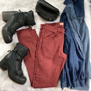 Zara Trafaluc red skinny jeans